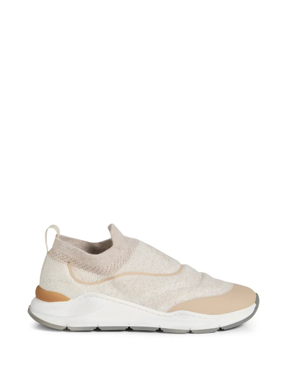 Brunello Cucinelli Kids Techno katoenen gebreide sneakers met details Beige