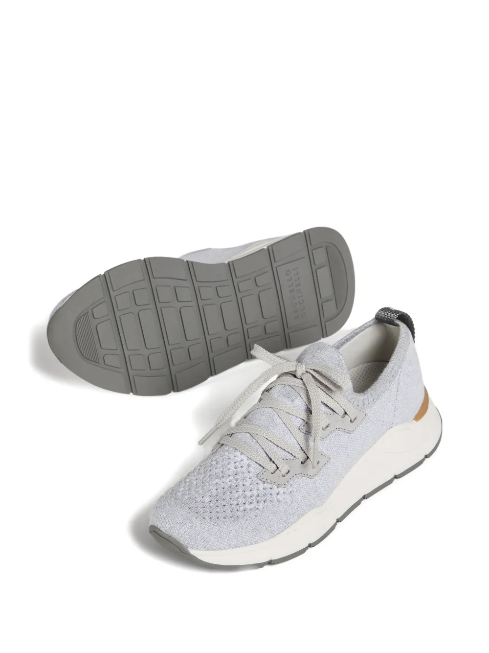 Brunello Cucinelli Kids cotton chiné knit runners sneakers Grijs