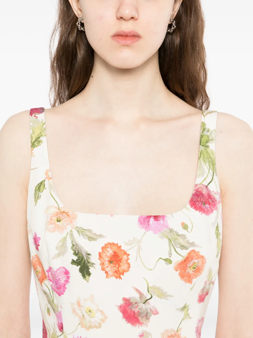 Carolina Herrera Midi-jurk met print Beige