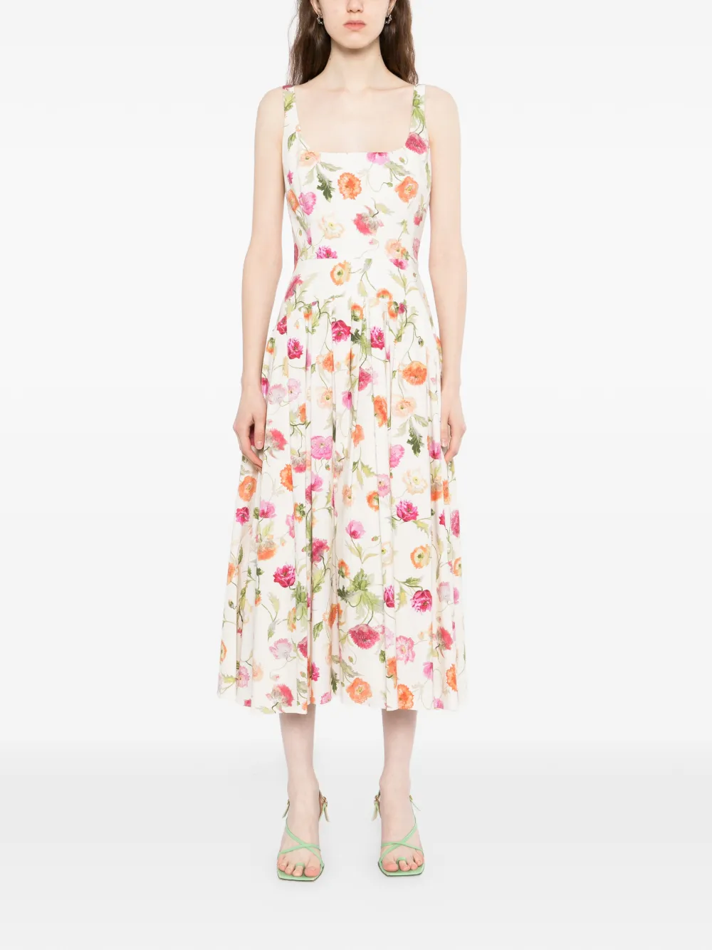 Carolina Herrera Midi-jurk met print Beige