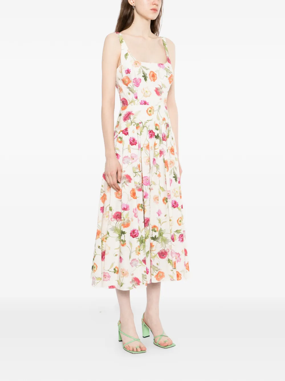 Carolina Herrera Midi-jurk met print Beige