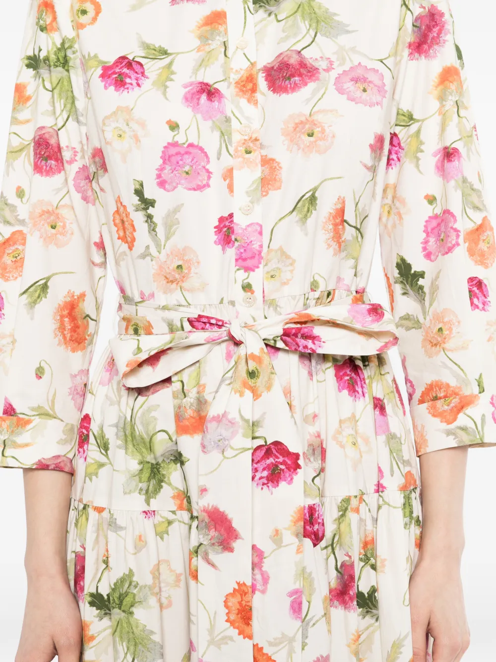 Carolina Herrera Gelaagde midi-jurk met print Beige