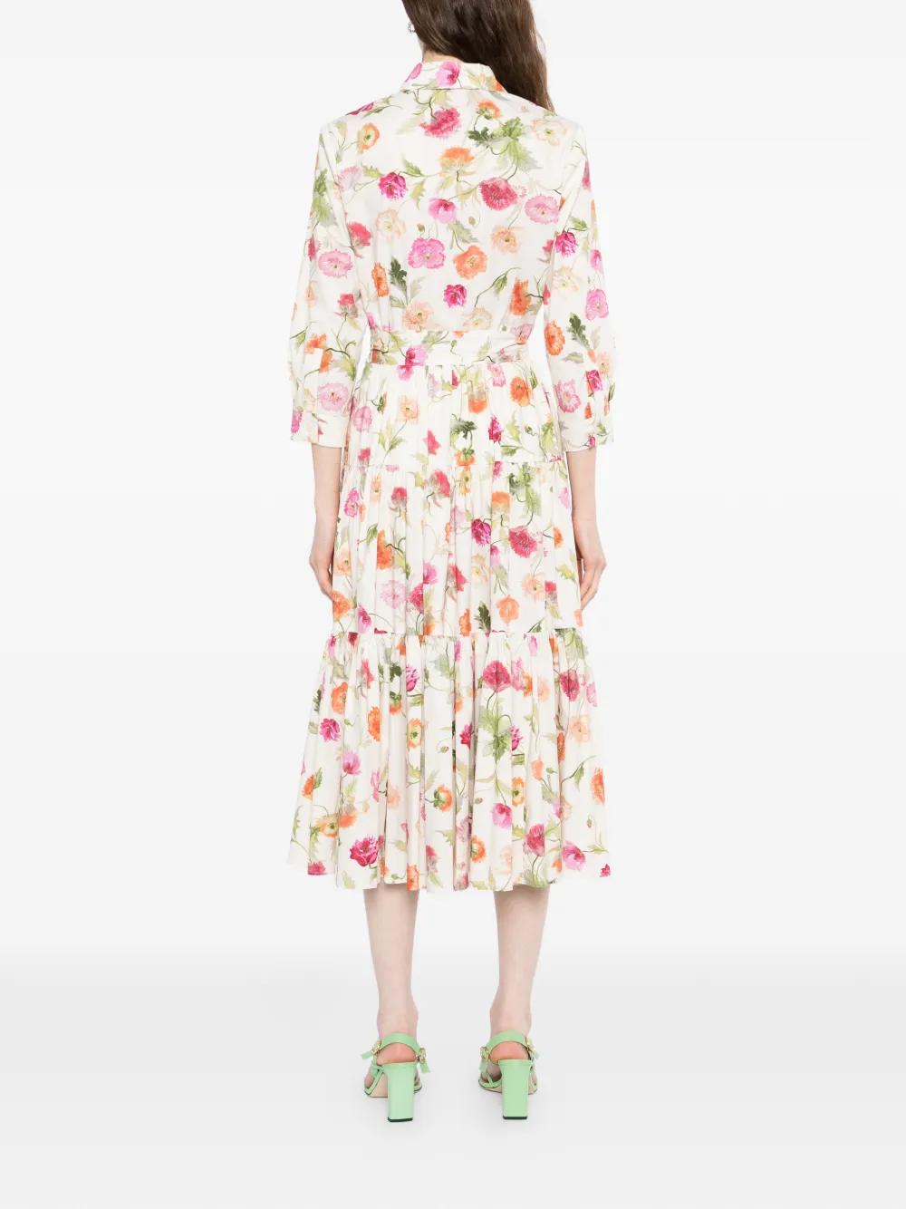 Carolina Herrera Gelaagde midi-jurk met print Beige