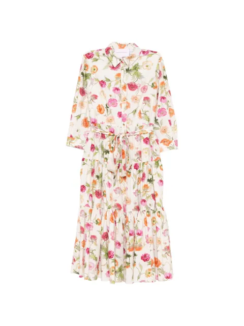 Carolina Herrera poppy-print tiered midi dress