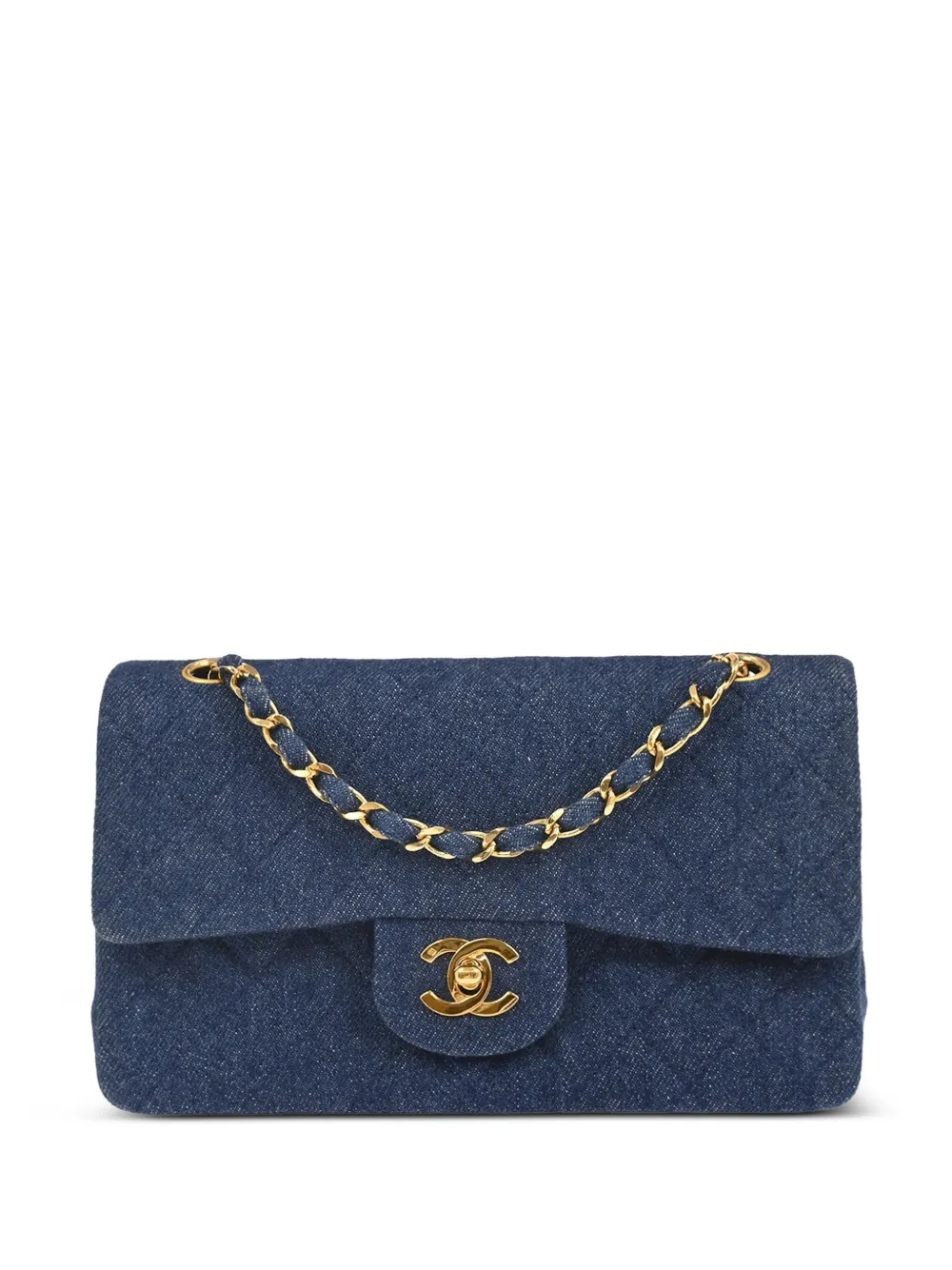 CHANEL Pre-Owned 1990 small Double Flap denim shoulder bag - Blu