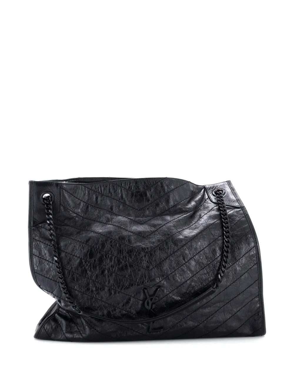 Saint Laurent Pre-Owned Niki Shopping Tote Matelasse Chevron Leather Large shoulder bag - Black