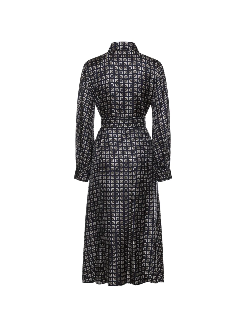 Patterned Tie-Waist Midi Dress