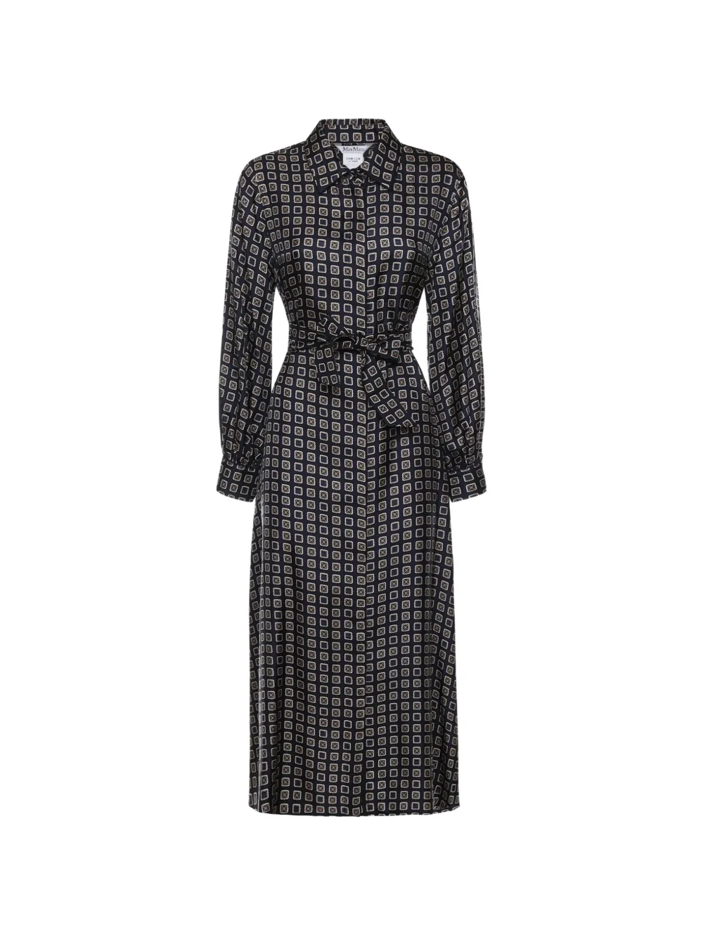 Max Mara patterned tie-waist midi dress - Blue