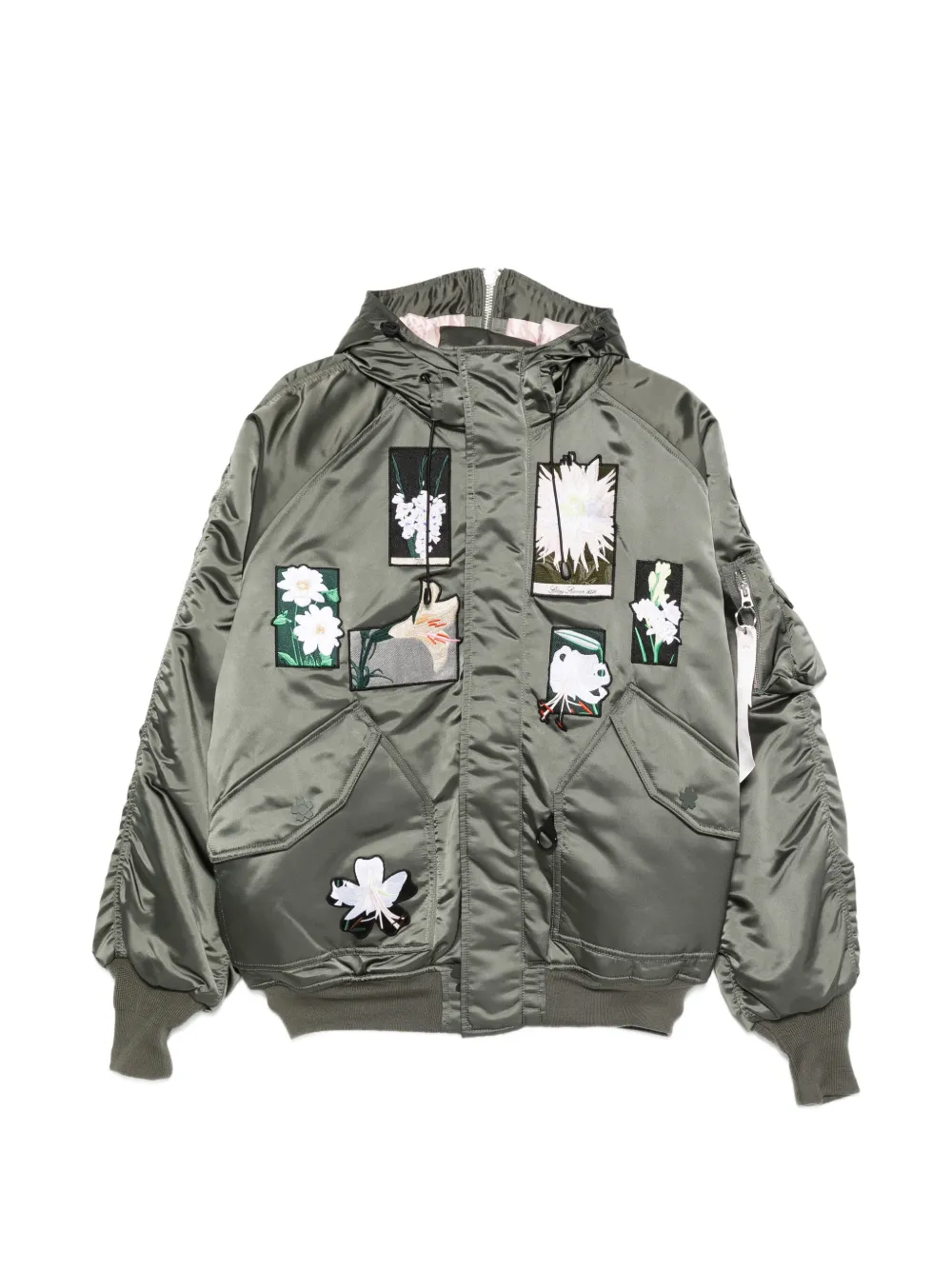 Cecilie Bahnsen x Alpha Industries floral-embroidered hooded jacket - Verde