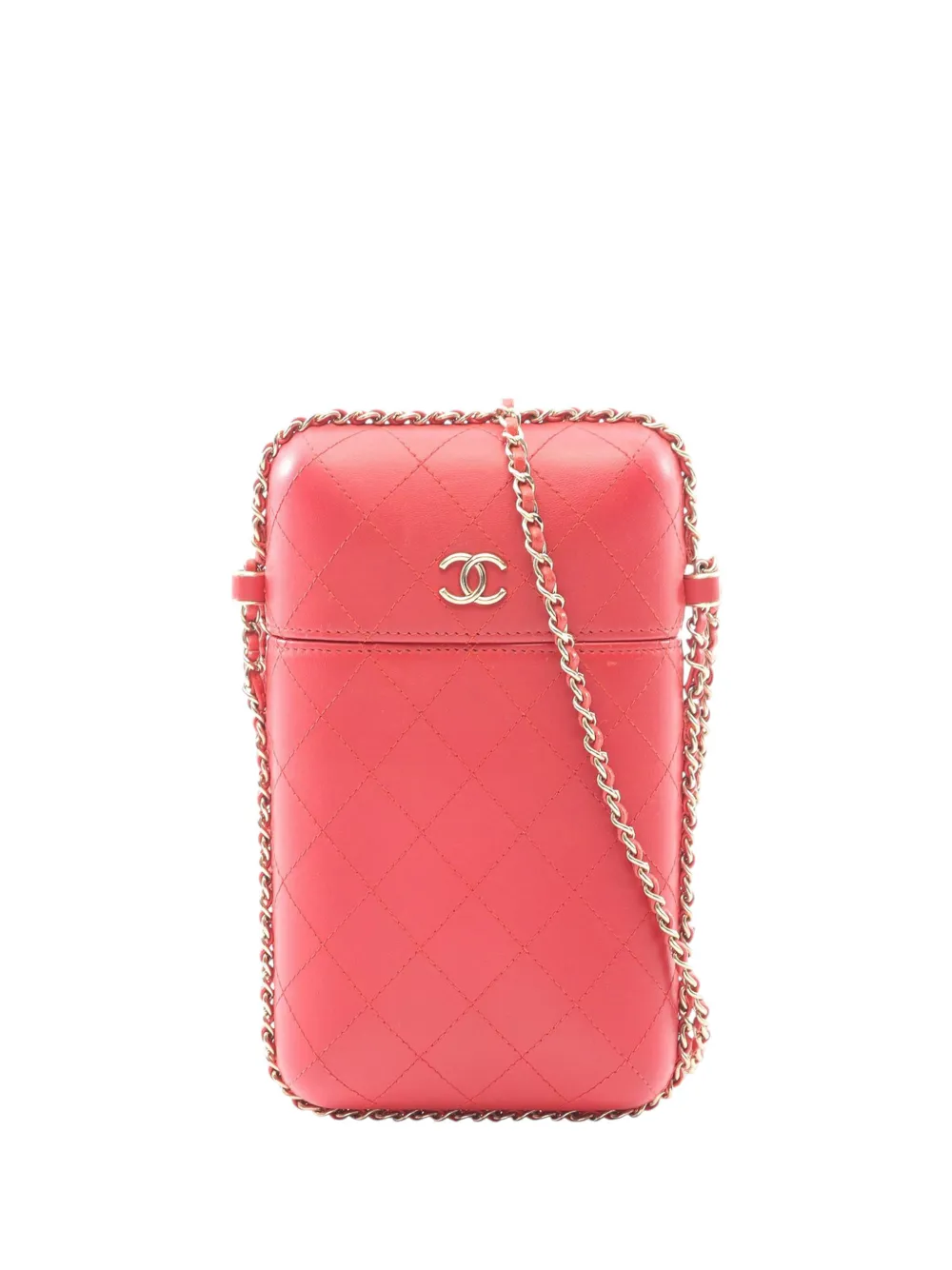 CHANEL Pre-Owned 2018 CC Quilted Lambskin Chain Around Phone Holder crossbody bag - Rosso