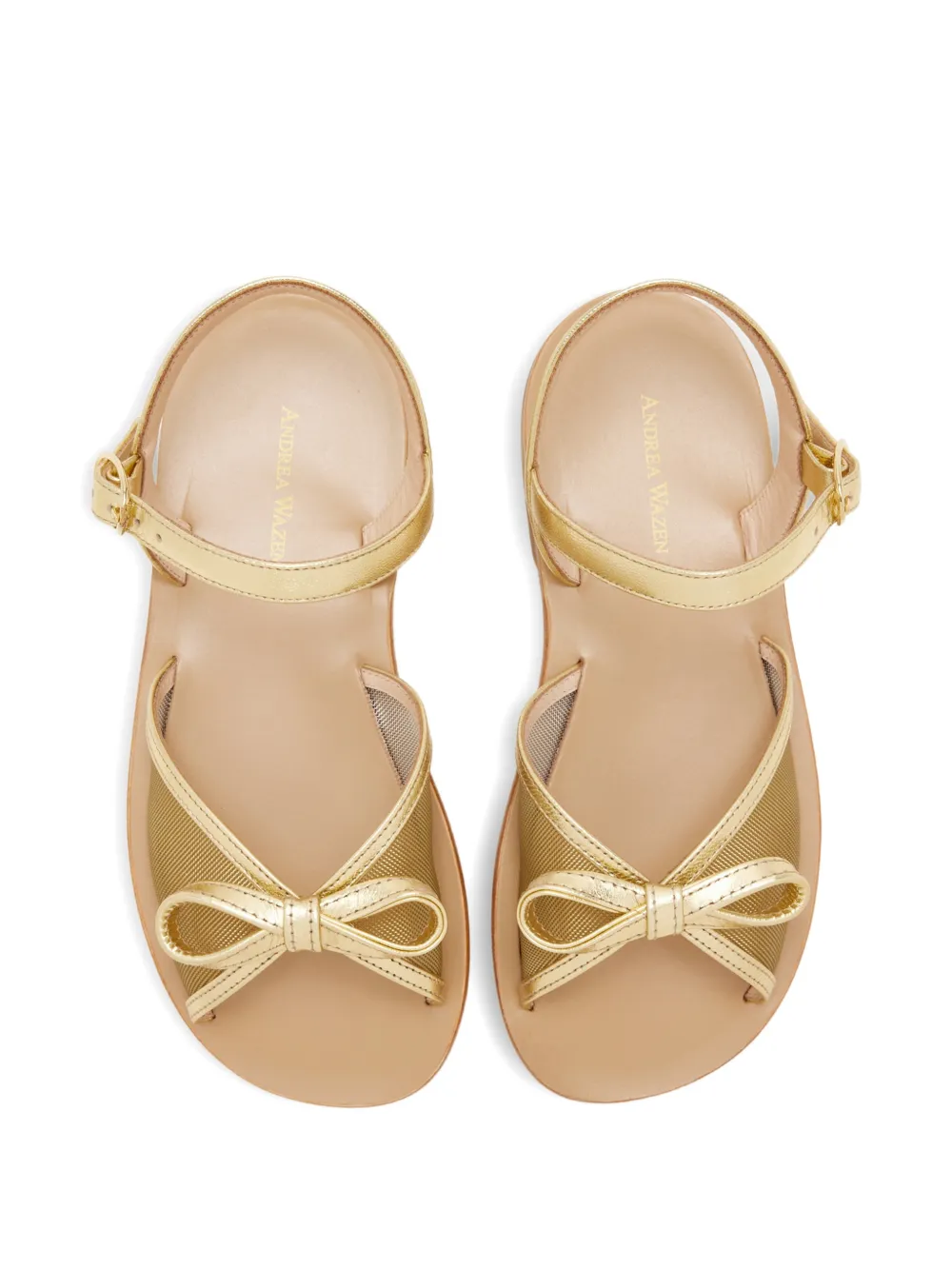 Andrea Wazen Sandalen met strikbandje Goud