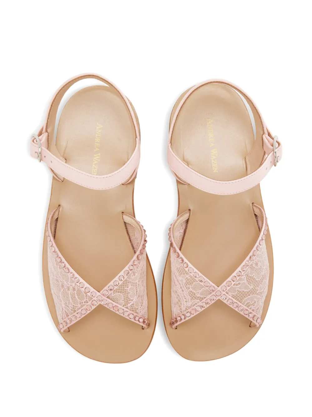 Andrea Wazen Sandalen verfraaid met kant Roze