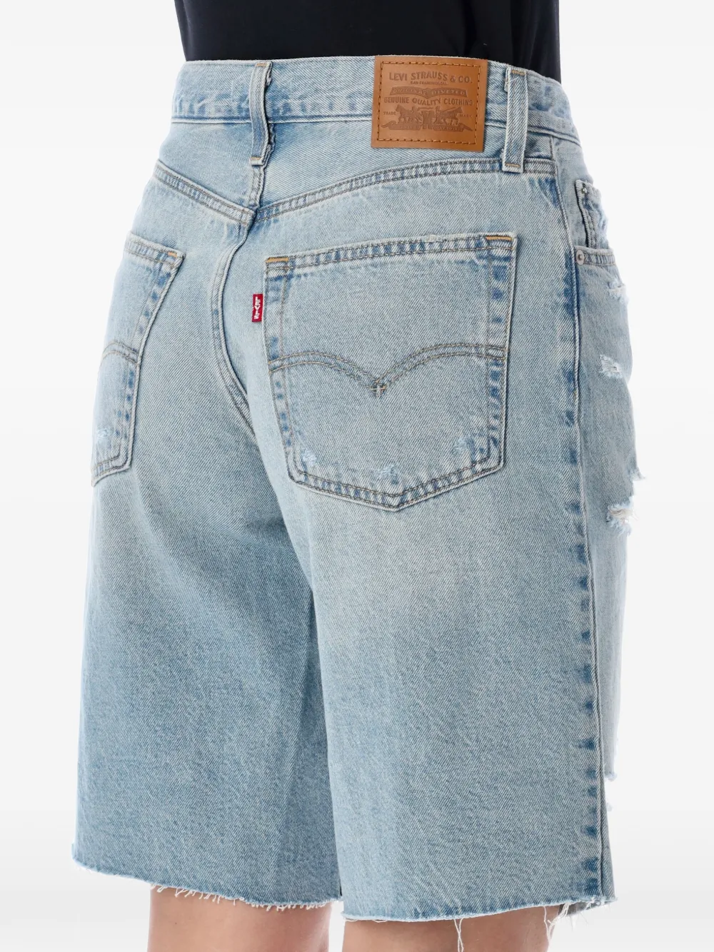  Levi's Baggy Dad Distressed Denim Shorts - Blue 