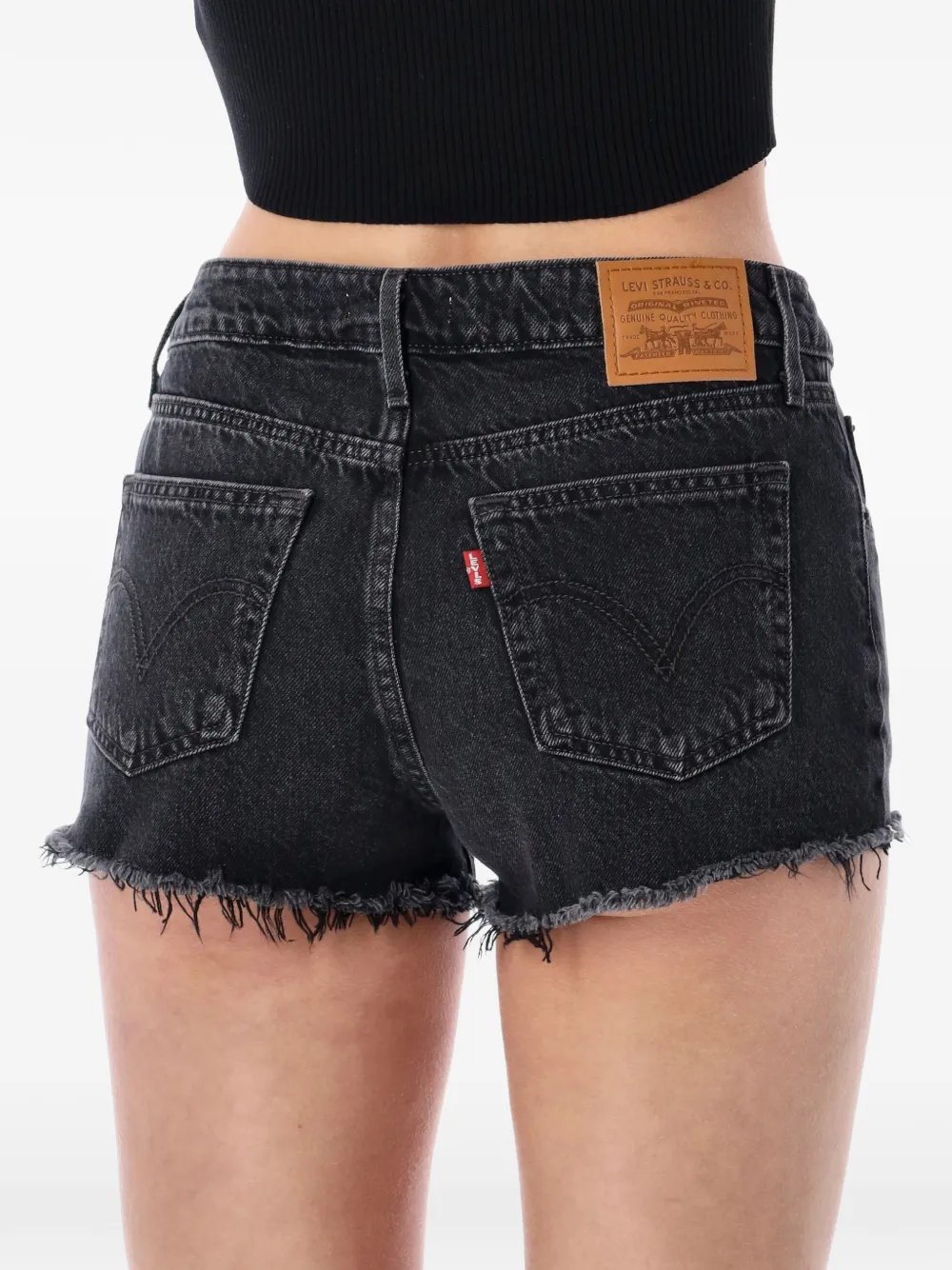 Levi's 501 Original shorts met franje Zwart