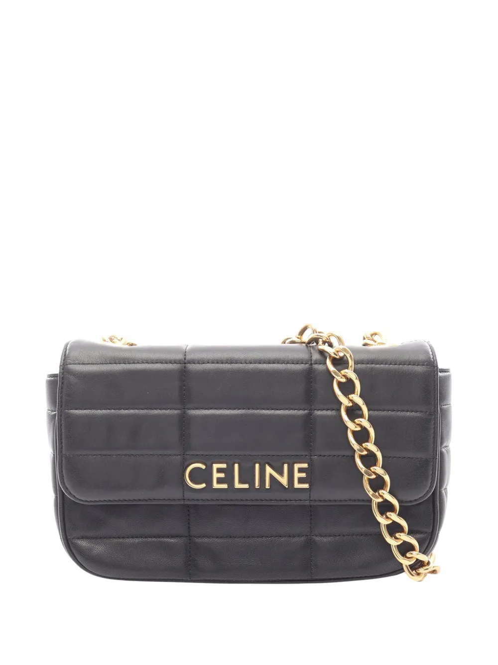 Celine Pre-Owned Borsa a spalla Monochrome in pelle matelassé con catena 2000-2010 - Nero
