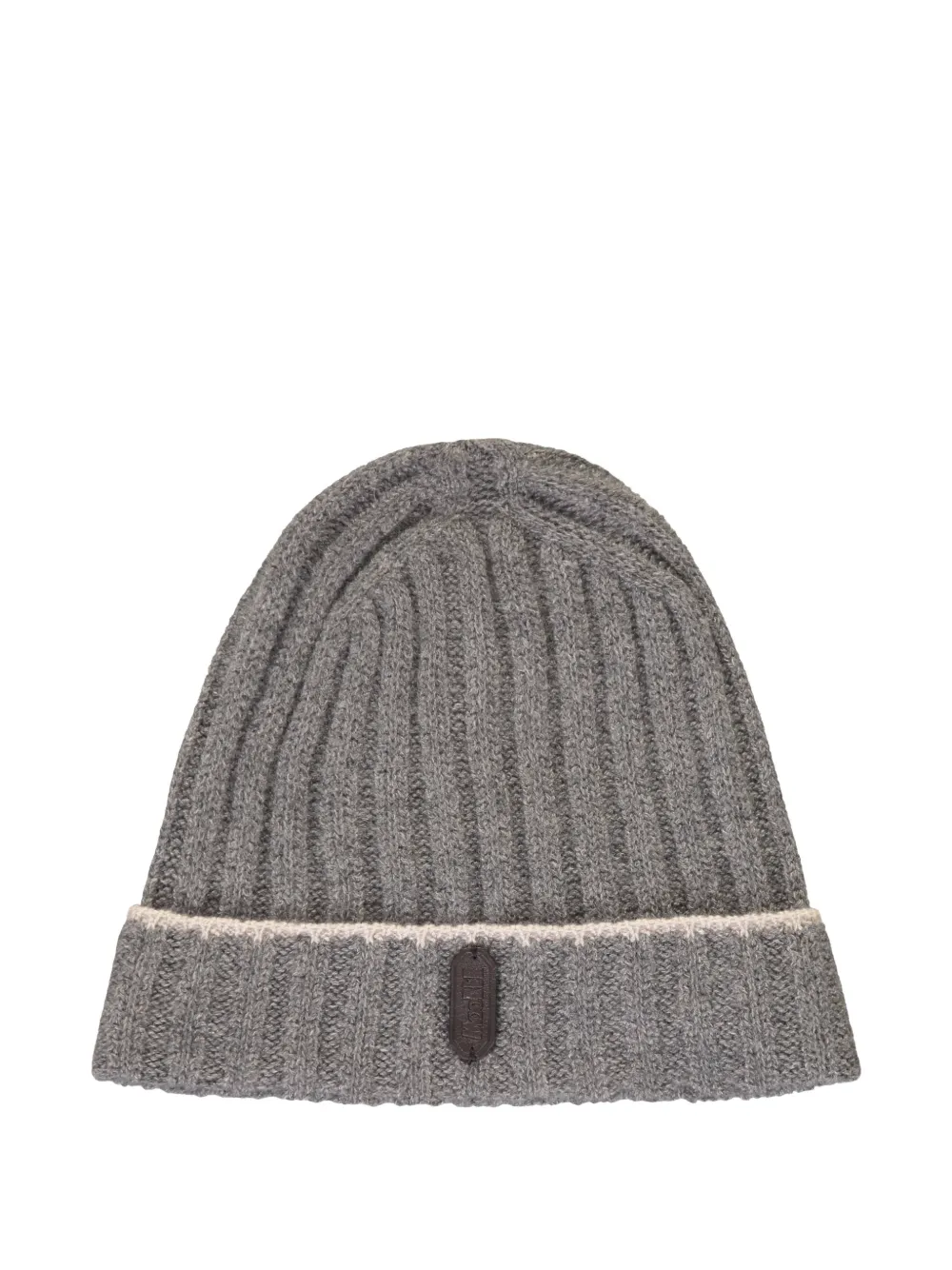 Moorer ribbed band knitted beanie hat - Grigio
