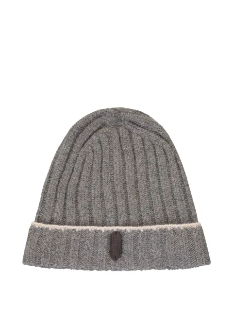 Moorer ribbed band knitted beanie hat