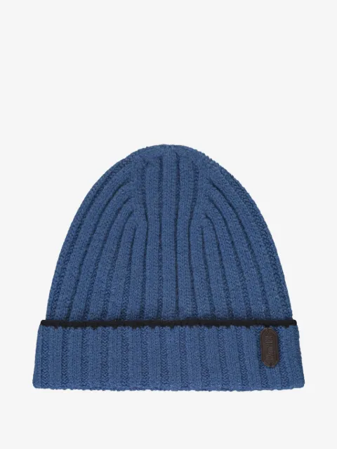 Moorer ribbed brim turned-up beanie hat