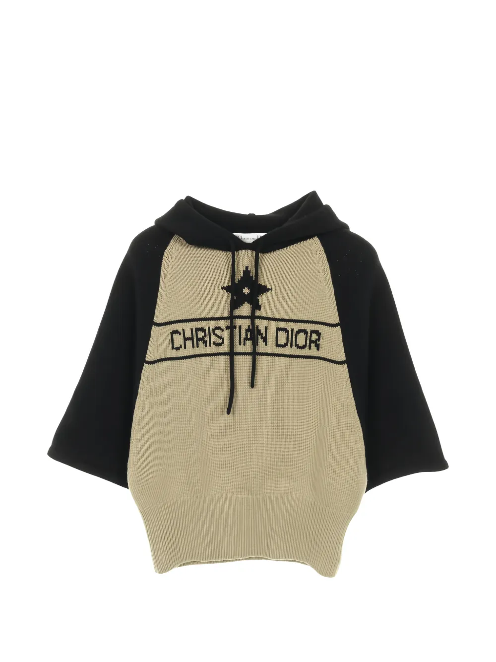 Christian Dior Pre-Owned 2010s logo-intarsia drawstring hoodie - Toni neutri