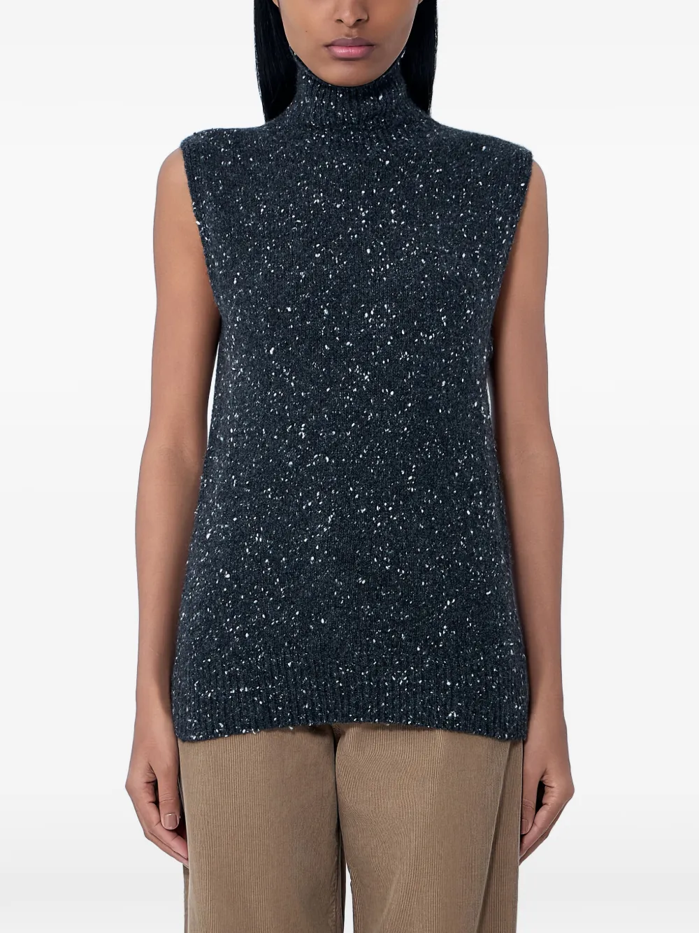 The Row speckled turtleneck sleeveless top - Grigio
