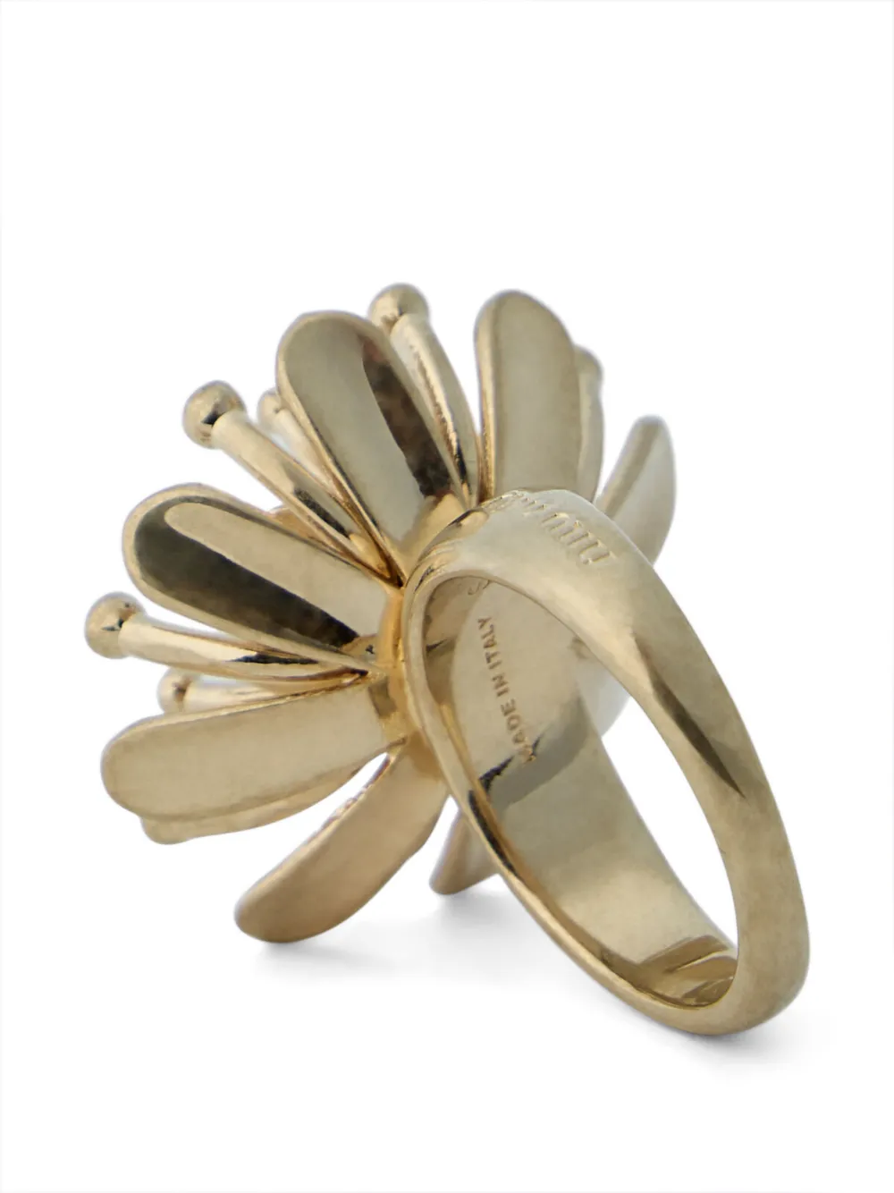  Miu Miu Floral Crystal Ring - Gold 