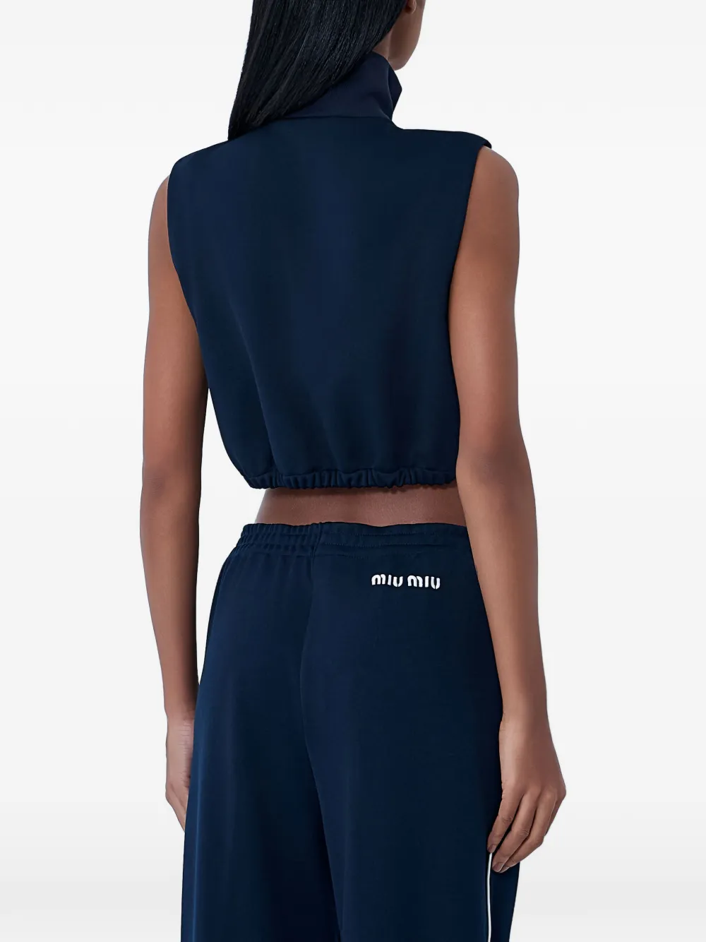 Miu Cropped top met hoge hals en rits Blauw