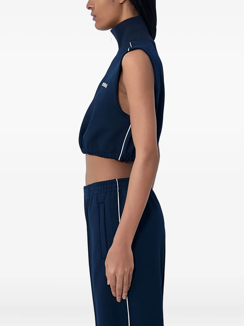 Miu Cropped top met hoge hals en rits Blauw