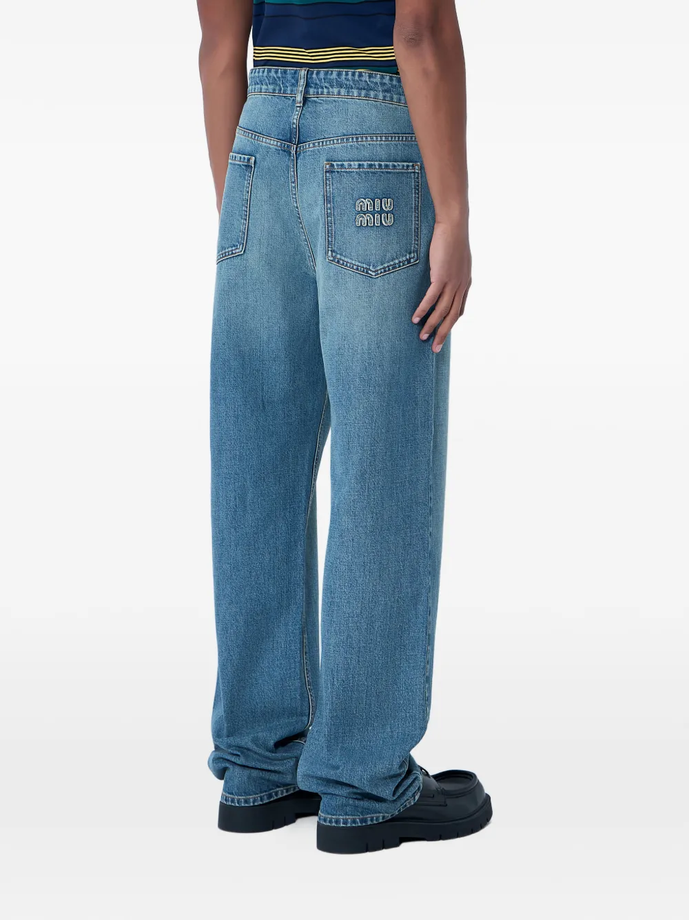 Miu Jeans met wijde pijpen Blauw