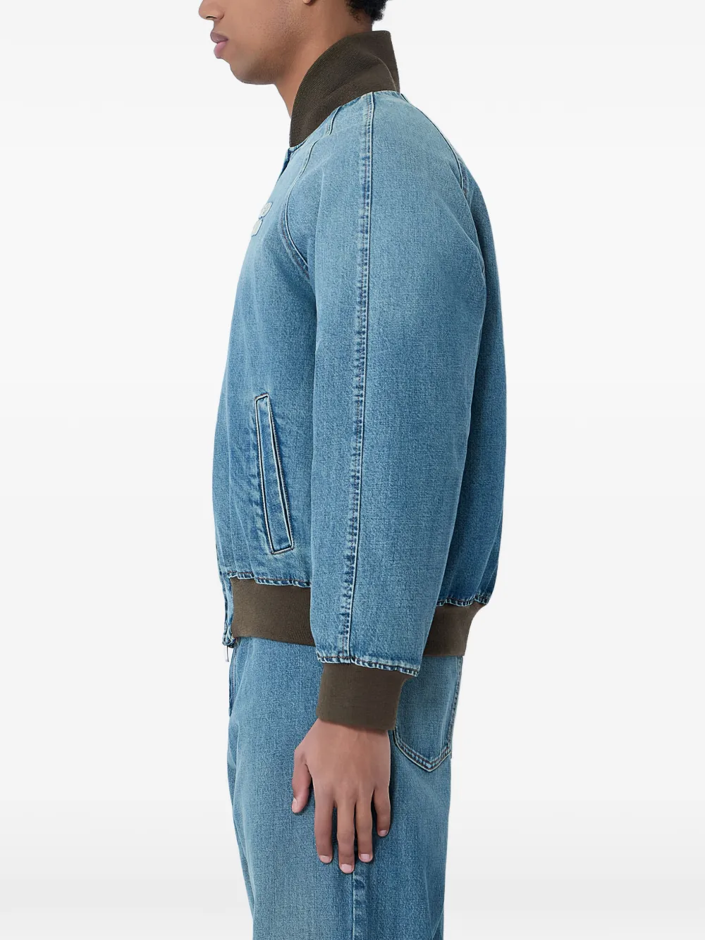 Miu Denim jack met logo afwerking Blauw