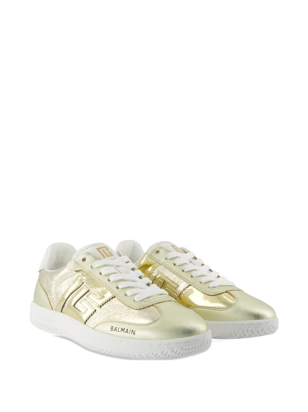 Balmain almond-toe swan sneakers Goud