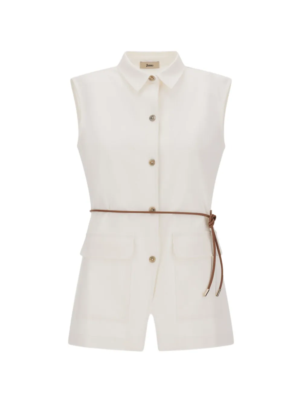 Herno button up pockets vest - Bianco