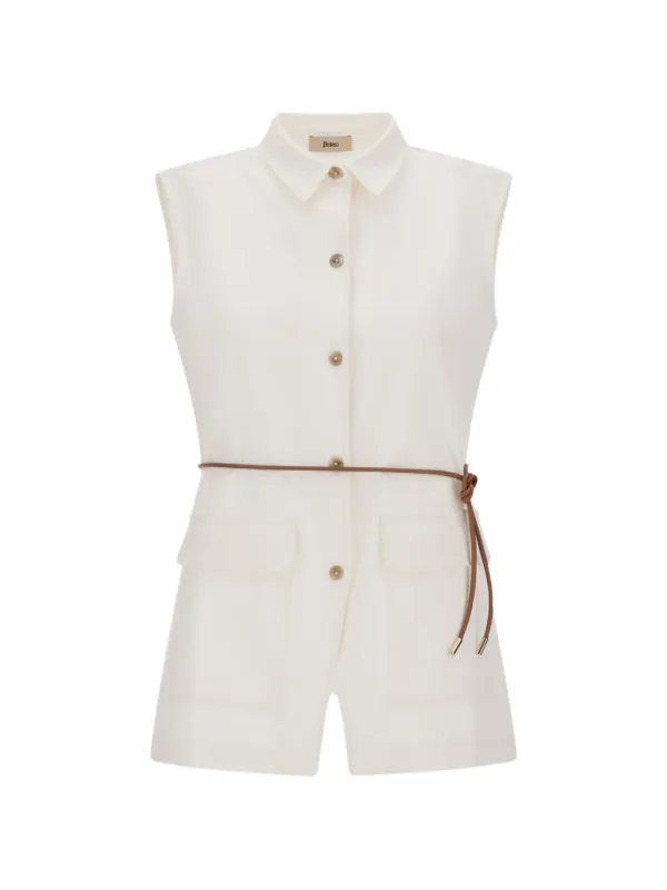 Herno Button Belted Waistcoat in Neutrals