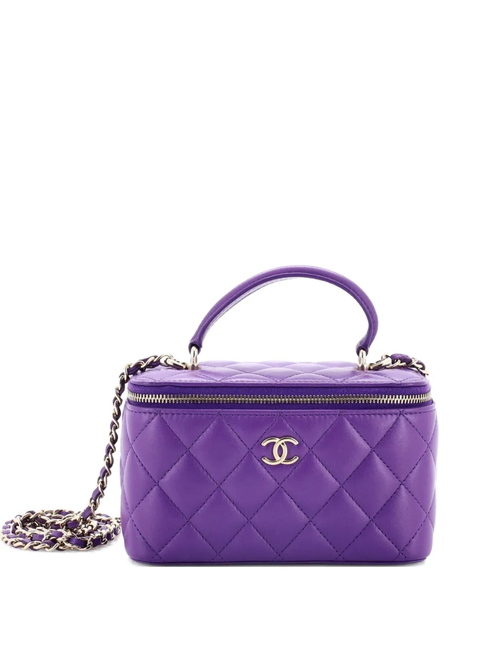 CHANEL Pre-Owned Classic Top Handle Vanity Case with Chain Quilted Lambskin Small crossbody bag - Viola