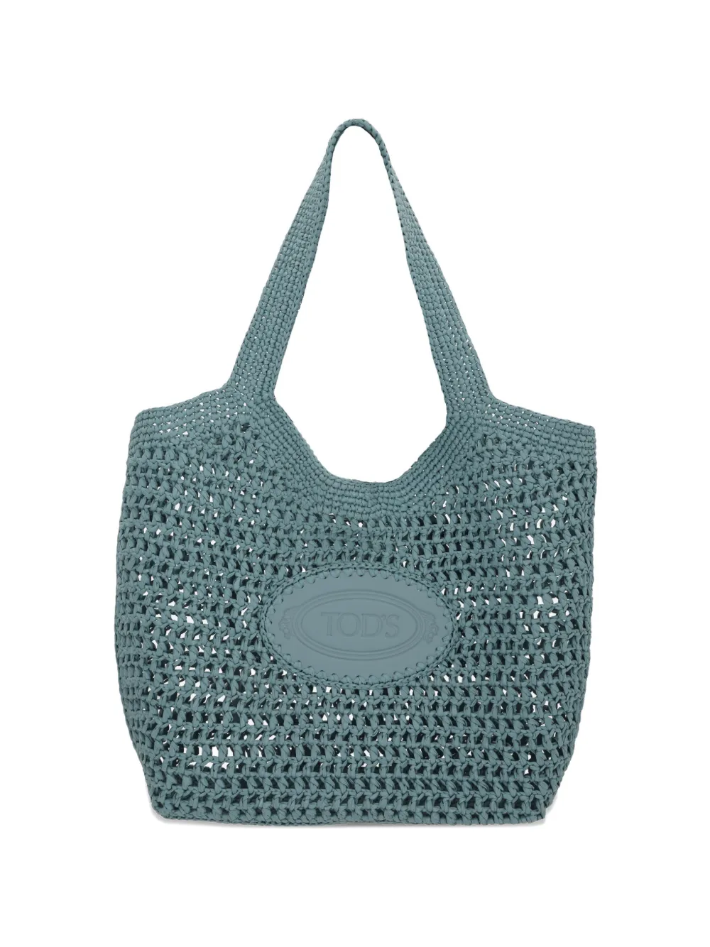 Tod's logo-patch crochet-knit tote bag - Blue