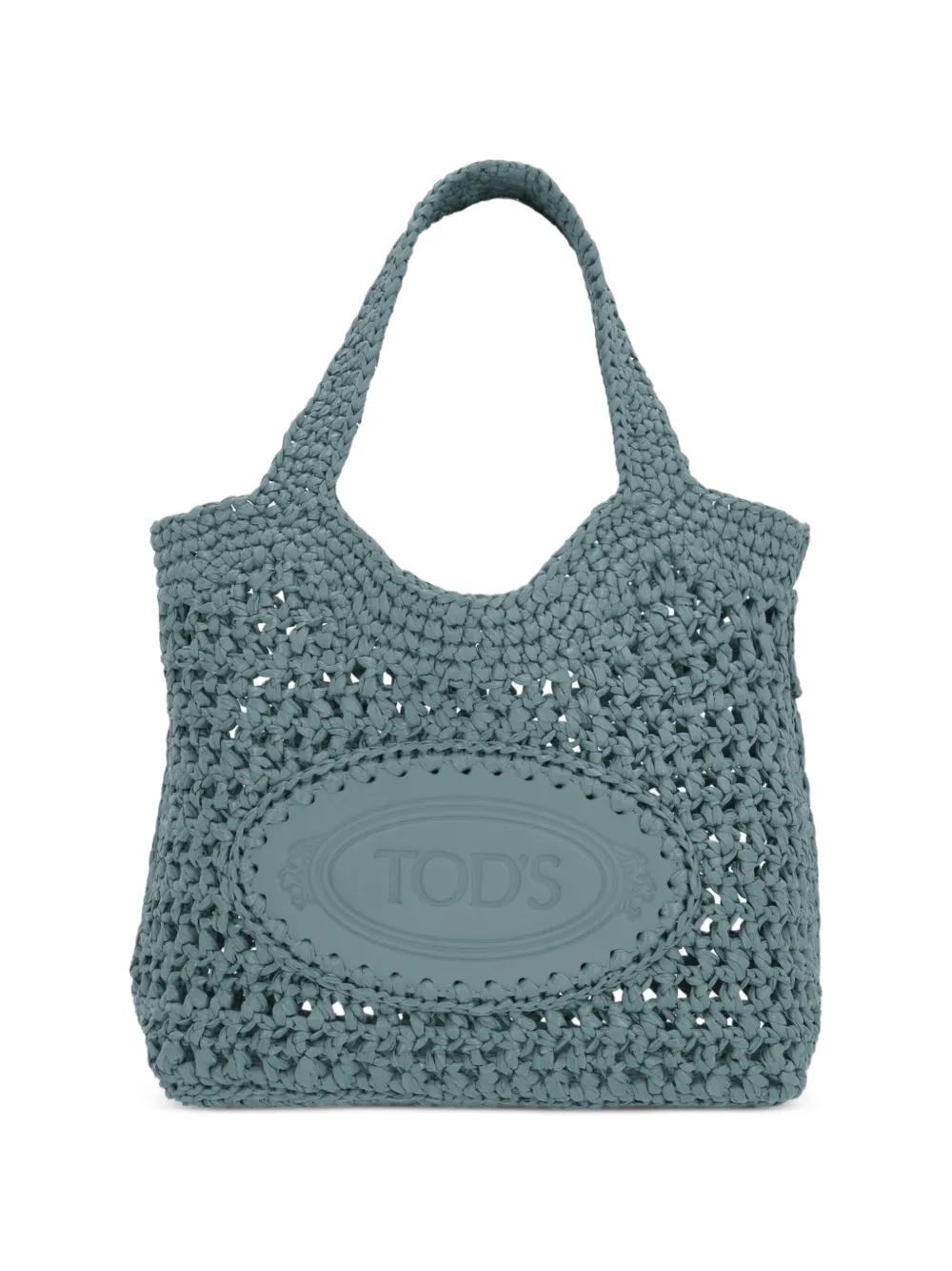 Tod's crochet-knit logo-patch tote bag - Blu