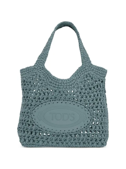 Tod's crochet-knit logo-patch tote bag