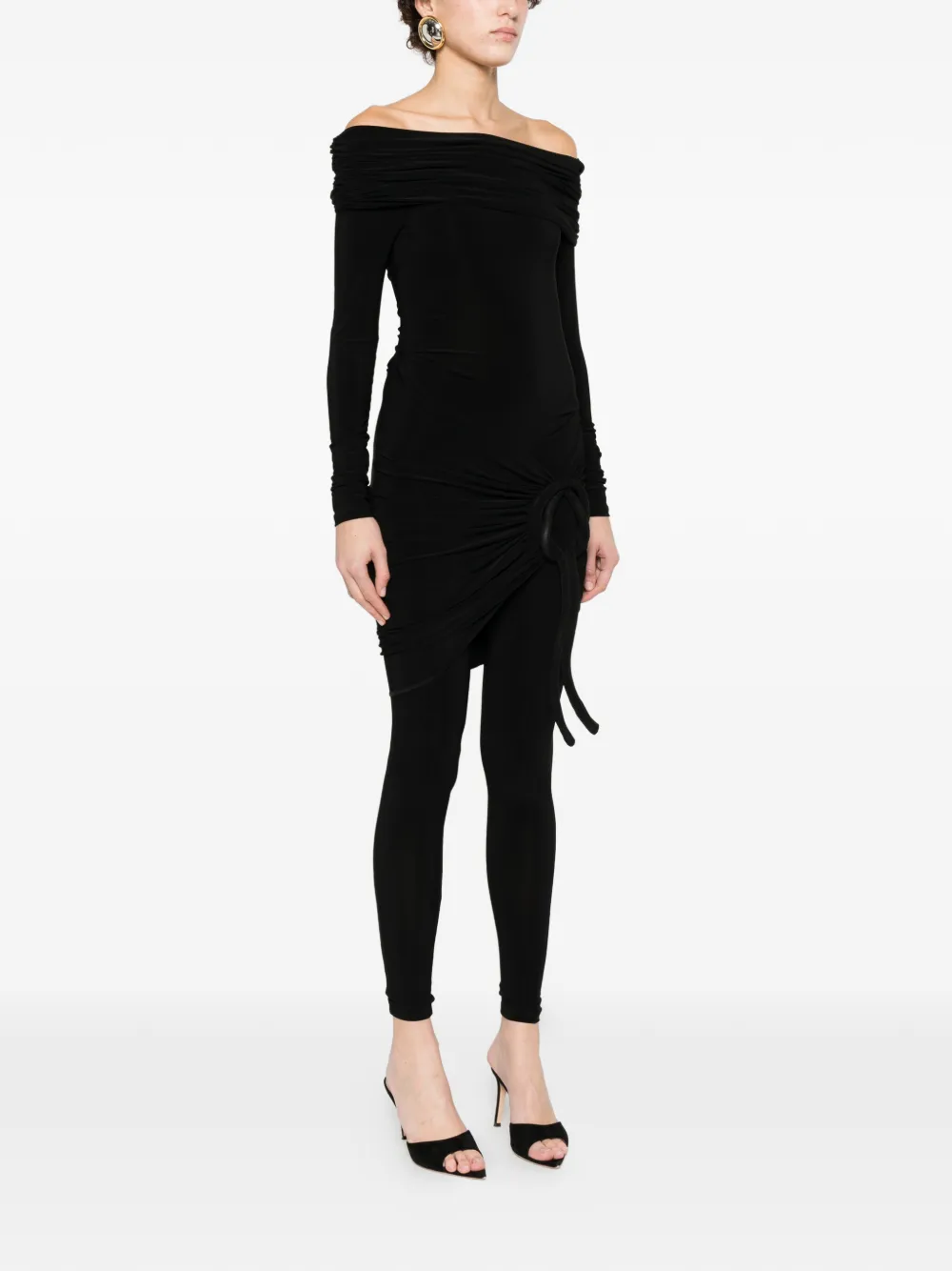 Atu Body Couture Off-shoulder Ring Jumpsuit - Black 