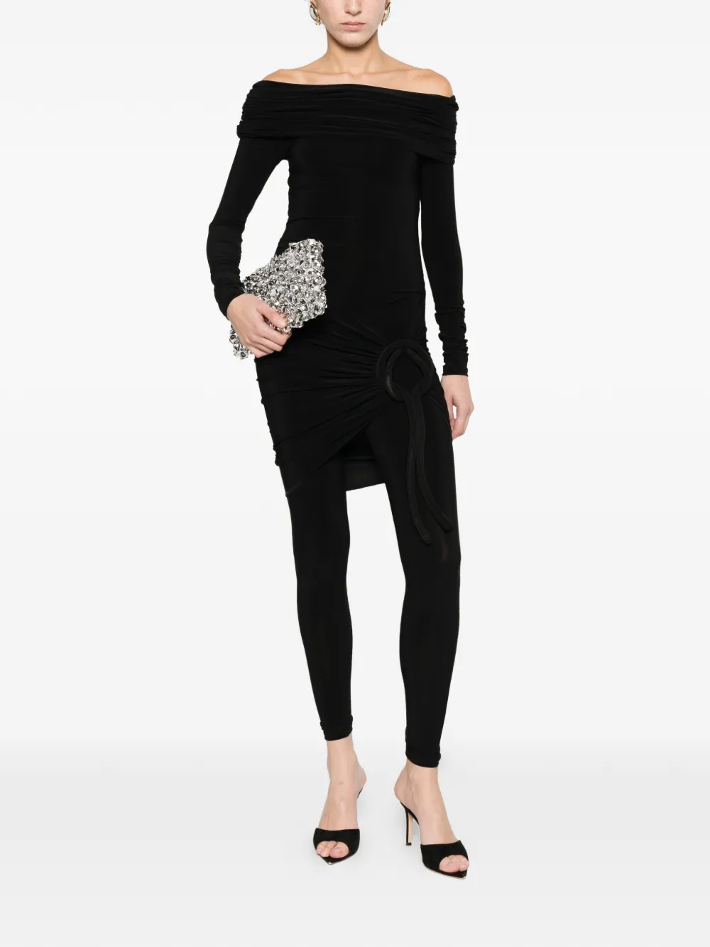  Atu Body Couture Off-shoulder Ring Jumpsuit - Black 