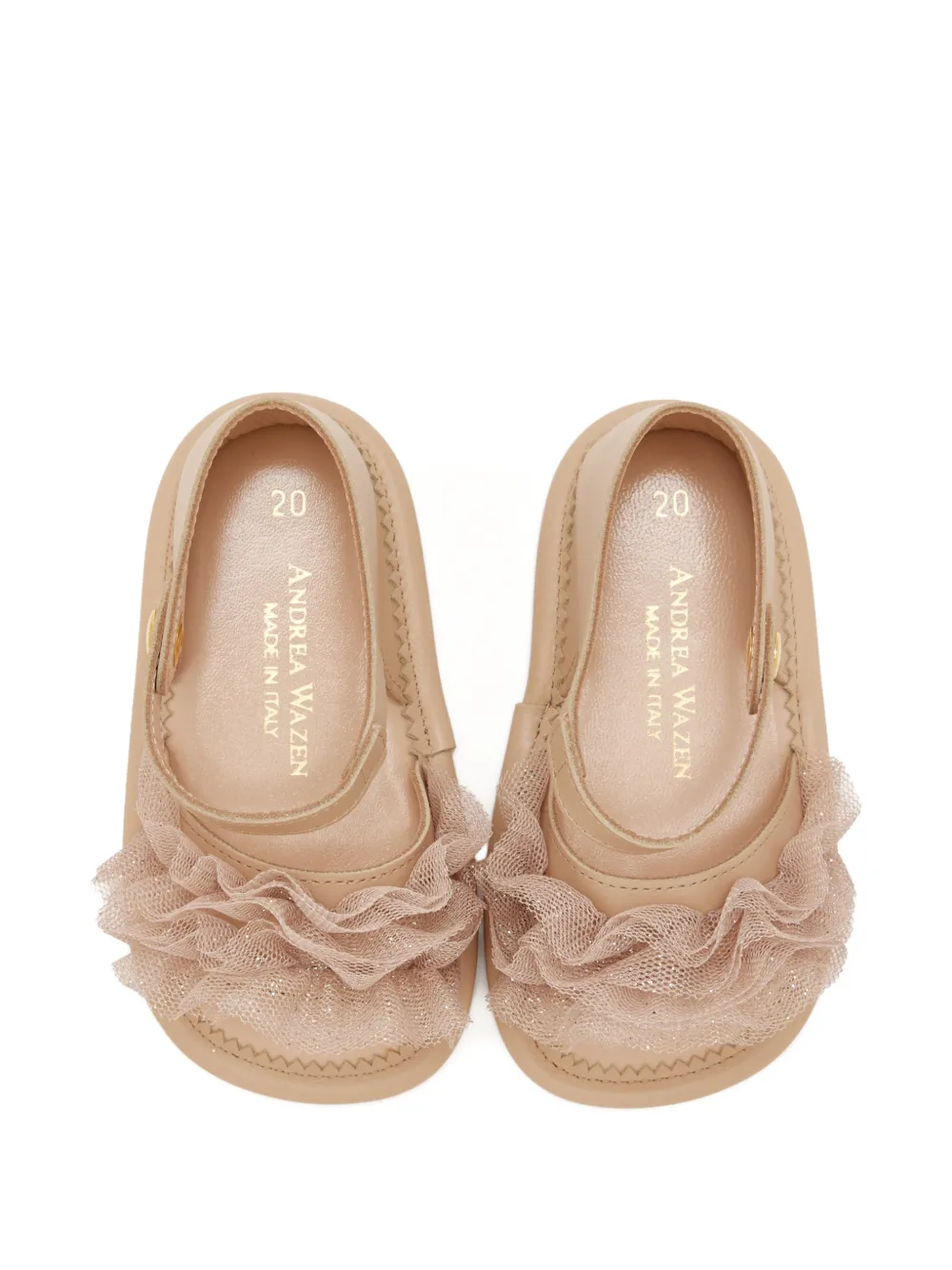 Andrea Wazen Sandalen met ruches Beige