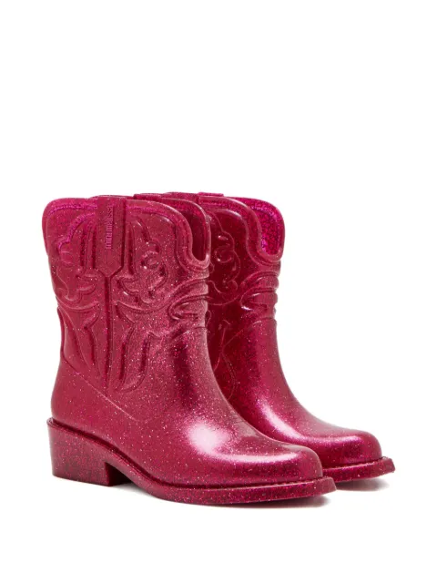 Mini Melissa Texas glitter embossed-detail boots