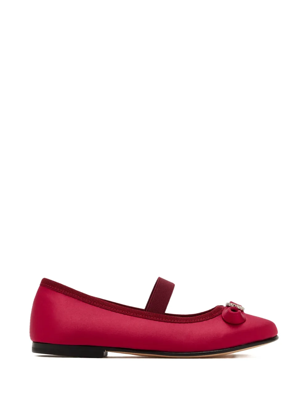Andrea Wazen Amira Mini bow-detail strapped ballet flats - Rosso