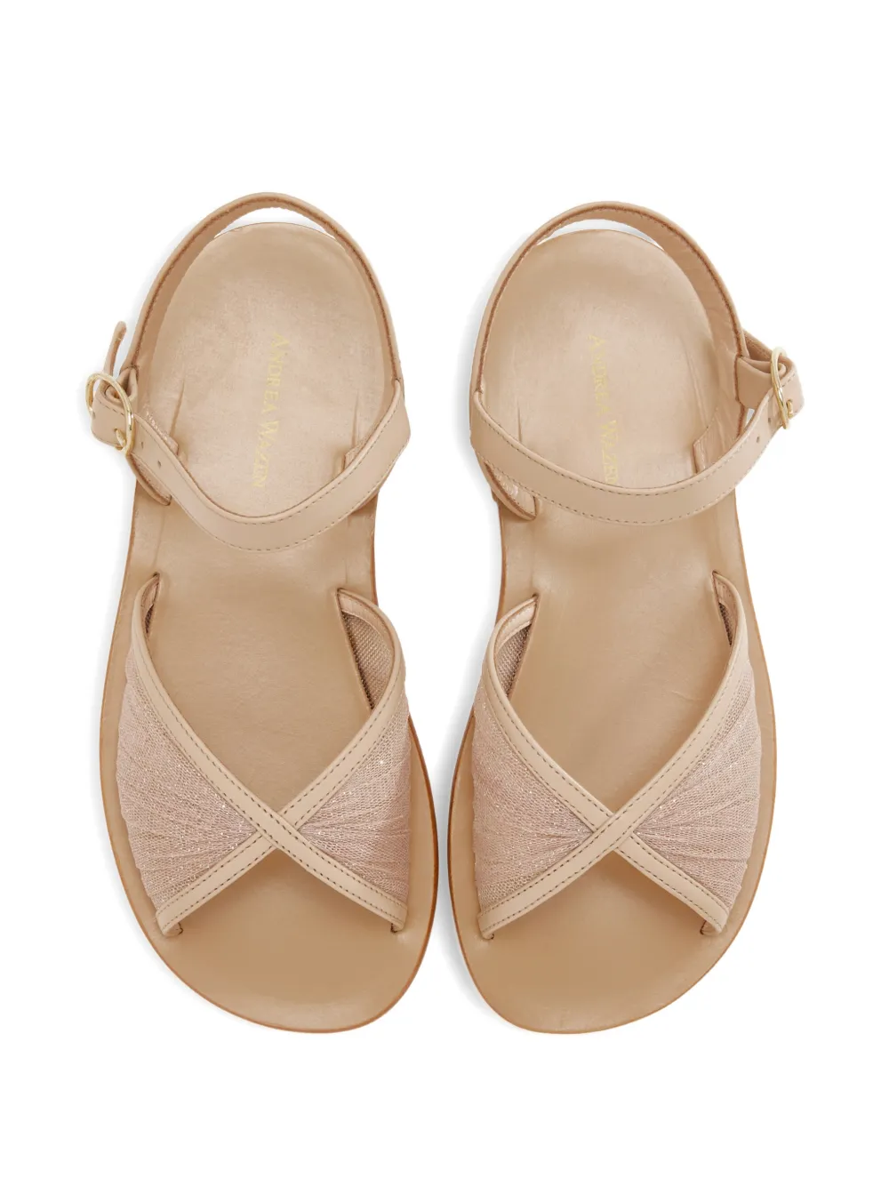 Andrea Wazen Sandalen met gekruiste bandjes Beige