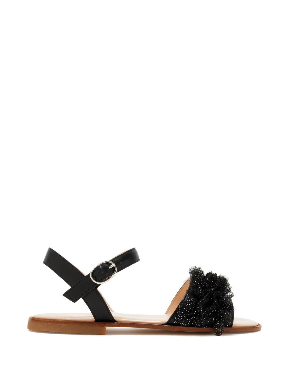 Andrea Wazen ruffled-upper sandals Zwart