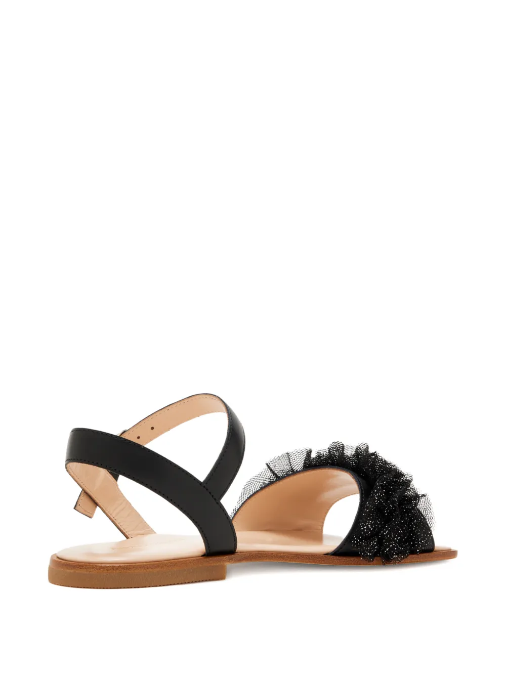 Andrea Wazen ruffled-upper sandals Zwart