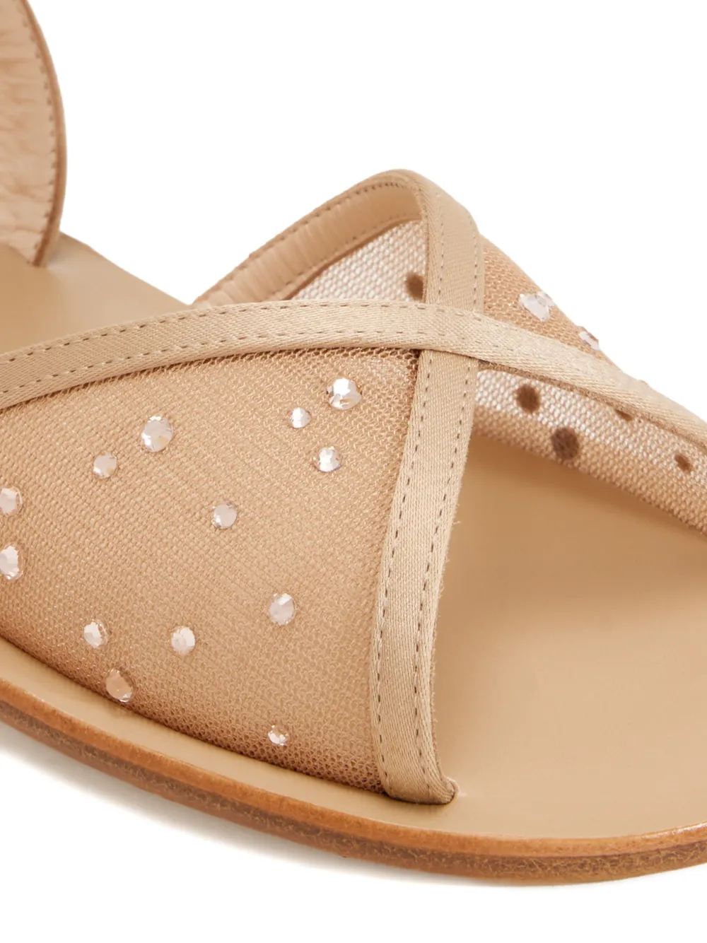 Andrea Wazen Katy sandalen verfraaid met mesh Beige