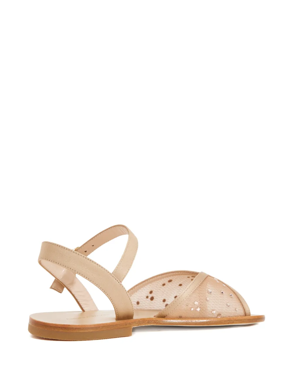 Andrea Wazen Katy sandalen verfraaid met mesh Beige