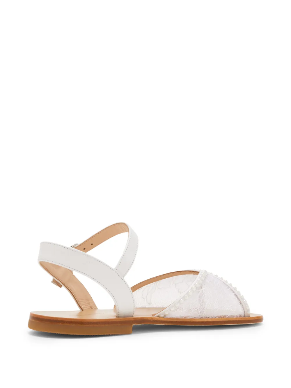 Andrea Wazen Katy Mini sandalen met kralen en kant Wit