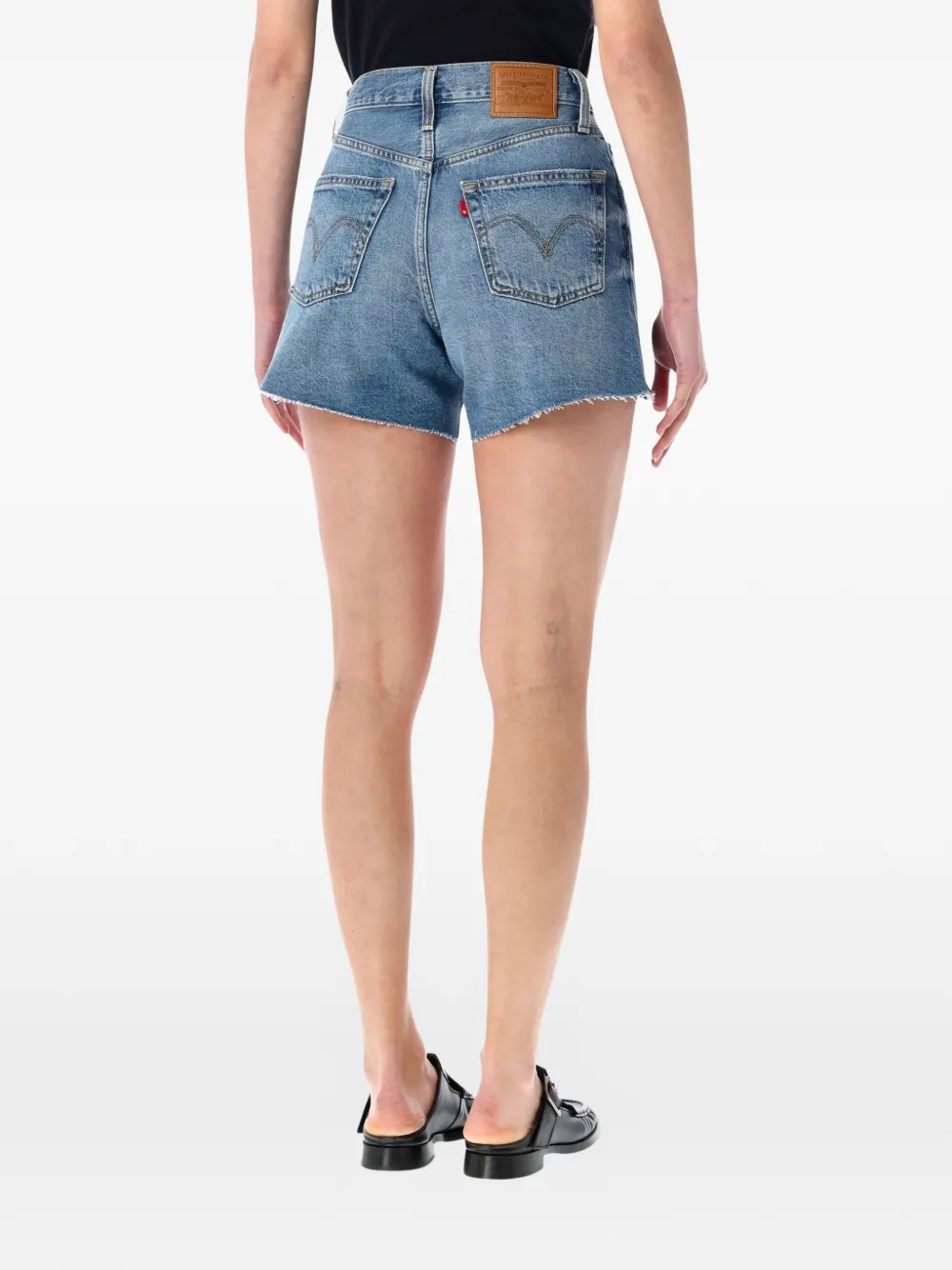  Levi's Ribcage Frayed Shorts - Blue 