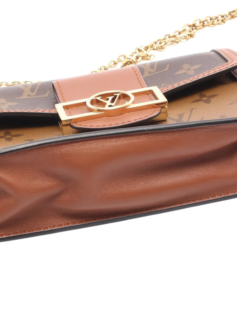 Louis Vuitton Pre-owned 2019 Monogram Reverse Dauphine Chain Wallet Crossbody Bag in Brown, view 3