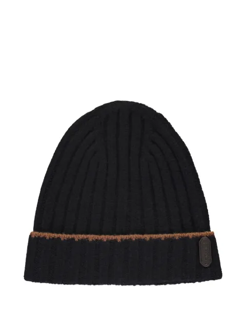 Moorer knitted line beanie hat